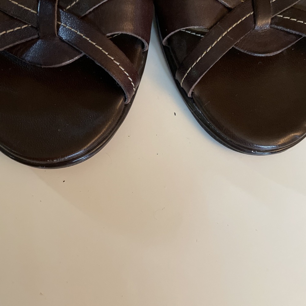 Naturalizer Brown Leather Wedge Giselle Sandals Sz 8M - Picture 6 of 6